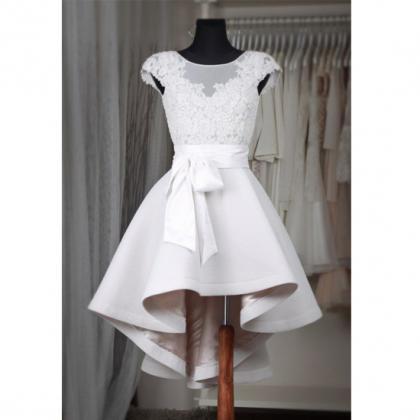 Cute Short Satin White Homecoming Dresses Scoop..