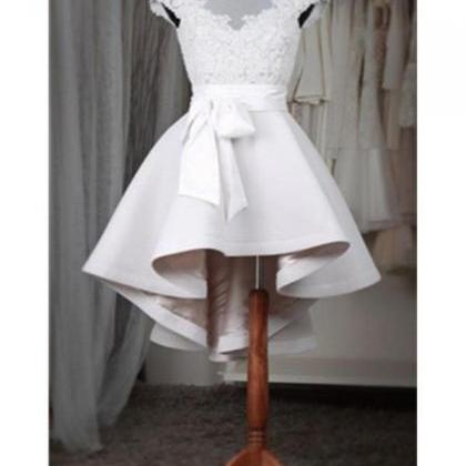 Cute Short Satin White Homecoming Dresses Scoop..