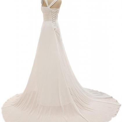 Elegant Ivory Chiffon Long Party Gowns, Chiffon..