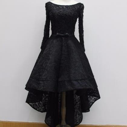 Black Lace High Low Party Dresses, Black..