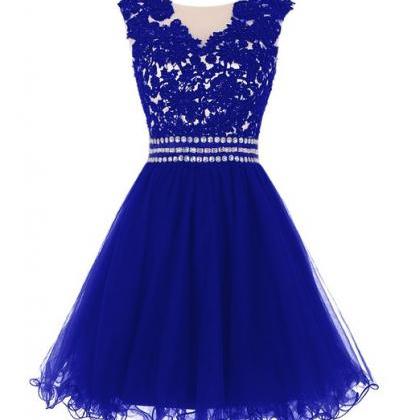 Fashionable Royal Blue Tulle Homecoming Dresses,..