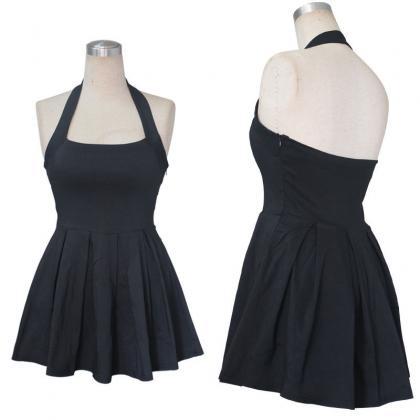 Simple Black Halter Short Summer Women Dresses,..