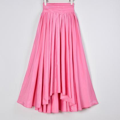 Elegant Dark Pink High Low Long Skirts, High..
