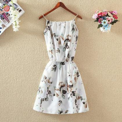 Summer Chiffon Floral Cute Short Dresses, Women..