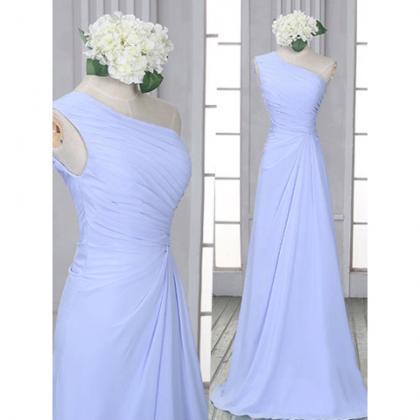 Chiffon One Shoulder Bridesmaid Dress With Ruched..