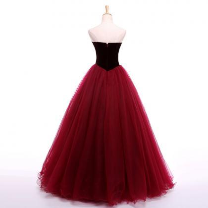 Gorgeous Tulle And Velvet Sweetheart Ball Gown..