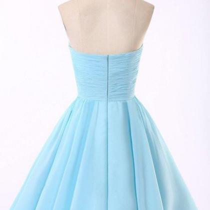 Light Blue Handmade Sequins Short Prom Dresses,..