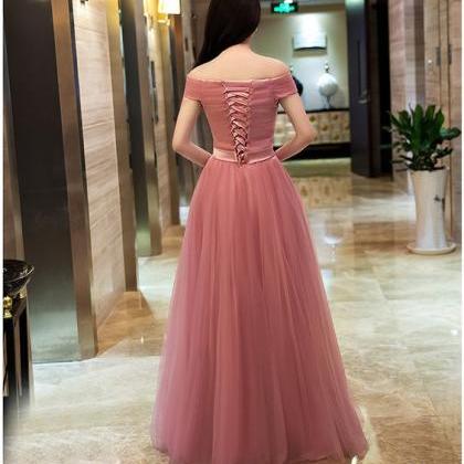 Off Shoulder Dusty Pink Gowns,long Formal Dresses,..