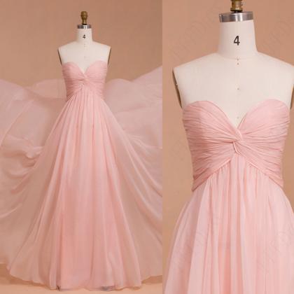 Soft Pink 30 D Chiffon Bridesmaid Dress,..