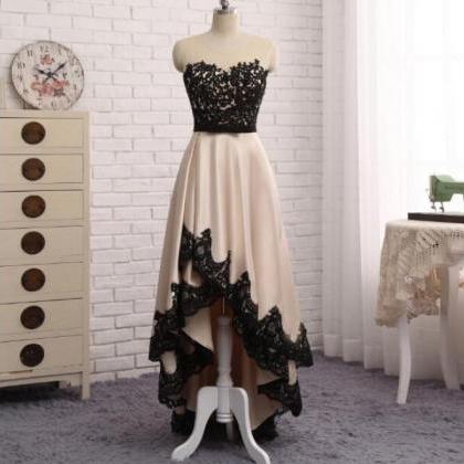 High Quality High Low Champagne Party Dress With..