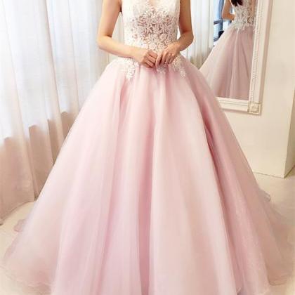 Pink Ball Gown Lace Party Gowns, Gorgeous Pink..
