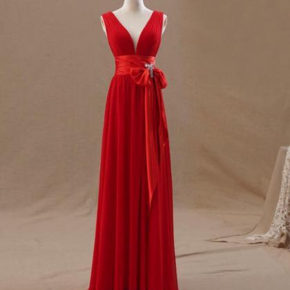 Red Mismatch Chiffon Long Bridesmaid Dresses, Red..
