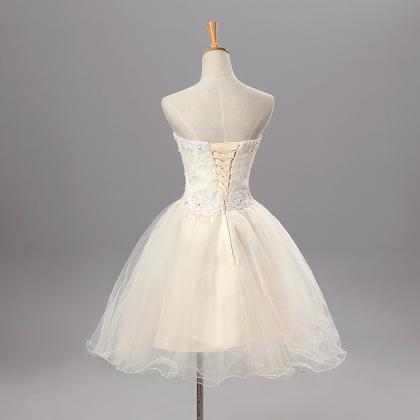 Lovely Ivory Homecoming Dresses, Lace And Tulle..