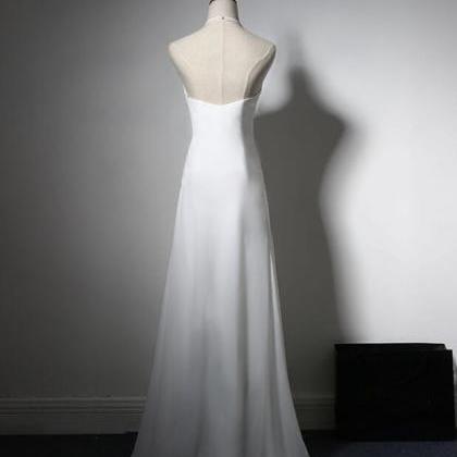 Simple White Chiffon Halter Prom Dresses, Sexy And..
