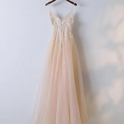 A-line Fashion Spaghetti Straps Long Prom Dress..