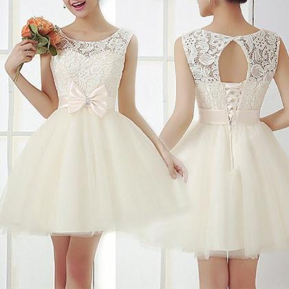 Cute Lace And Tulle Prom Dress, Ivory Sweet 16..