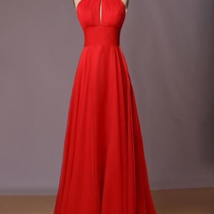 Red Halter Open Black Sexy Prom Dresses, High..