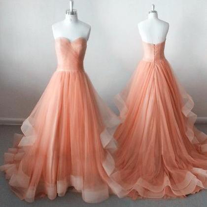 Pearl Pink Tulle Gowns, Gorgeous Prom Dresses..