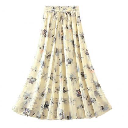 Pretty Floral Chiffon Long Skirts, ..