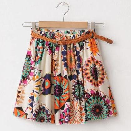 Chiffon Short Mini Floral Skirts, Women Mini..