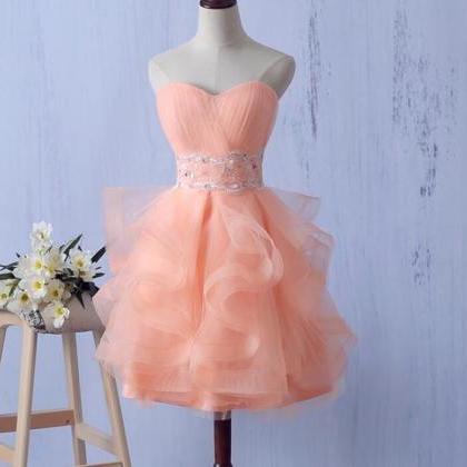 Lovely Cute Pearl Pink Short Tulle Homecoming..