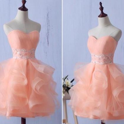 Lovely Cute Pearl Pink Short Tulle Homecoming..