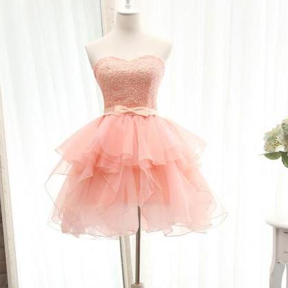 Adorable Pink Chiffon And Ruffle Prom Dresses,..