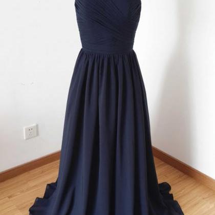 Navy Blue Simple Bridesmaid Dresses, Blue Wedding..