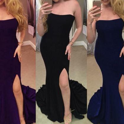 Spandex Mermaid Long Sexy Slit Forma Gowns,..