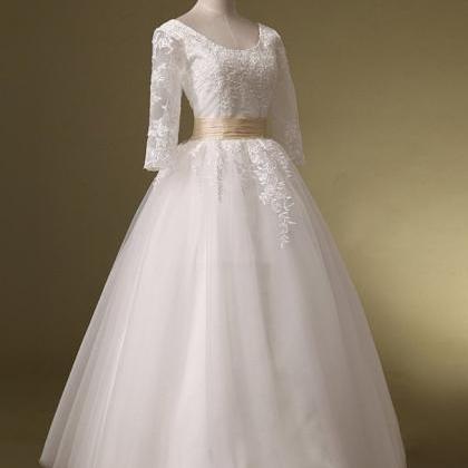 White Vintage Style Lace Tea Length Party Gowns,..