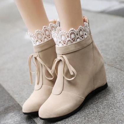 Cute Women Boots With Lace Detail, Teen Girls..