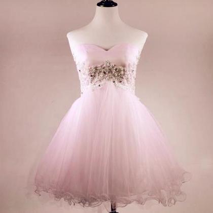 Lovely Sweetheart Pink Short Homecoming Dresses,..