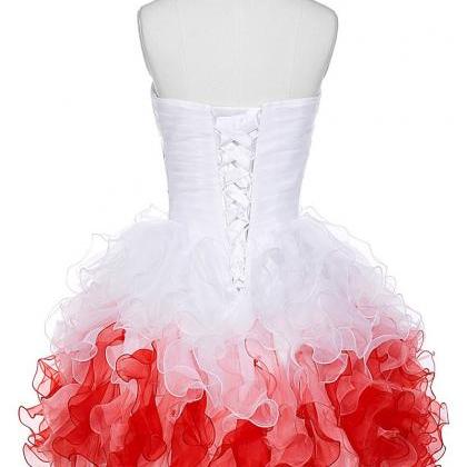 Cute White And Red Homecoming Dresses,beaded..