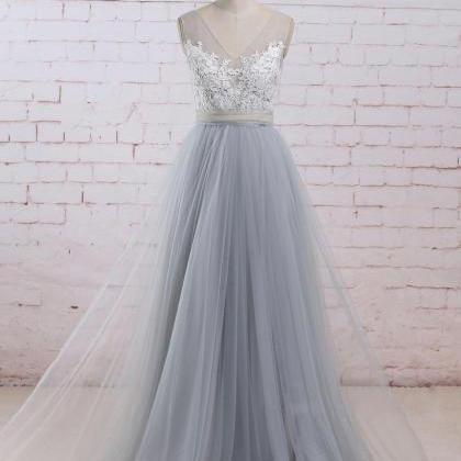 Grey Tulle Princess Gowns, Gorgeous Tulle Prom..