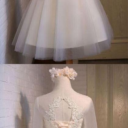 Beautiful Simple Ivory Short Homecoming Dresses,..