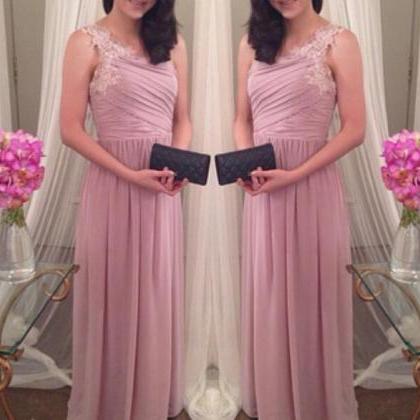 Lovely Pink One Shoulder Chiffon Prom Dresses,..