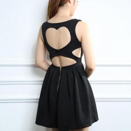 Sexy Black Hollow Dress, Pretty Backless Short..