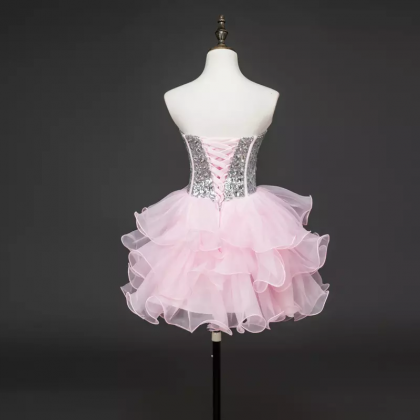Lovely Pink Mini Sequins Party Dresses, Pink Short Formal Dresses ...