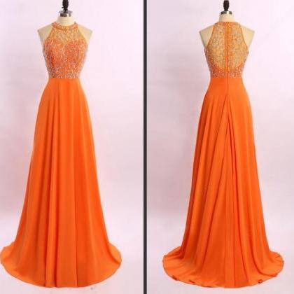 Orange Style Long Prom Dresses, A-line Prom Gowns,..