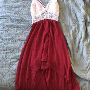 White Lace Top Straps Prom Dress With Wine Red..