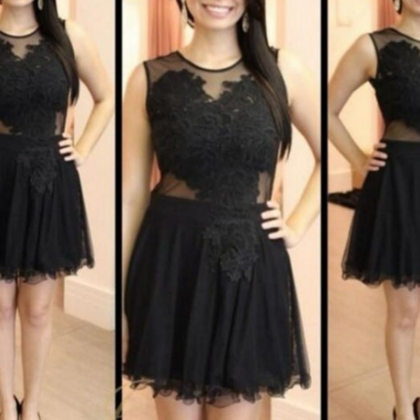 Black Little Dress With Applique, Homecoming..