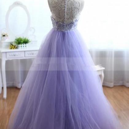 Lovely Lavender Tulle And Lace Prom Gowns, Sweet..