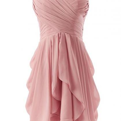 Short Chiffon Pink Bridesmaid Dresses, Wedding..