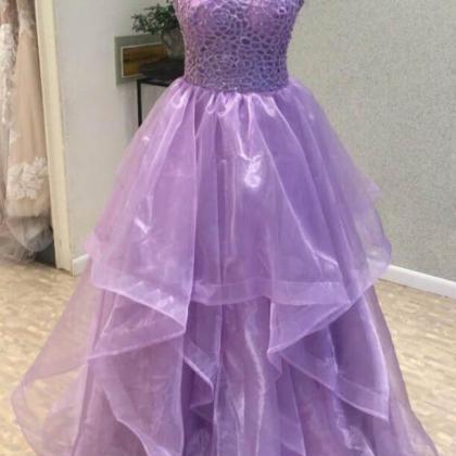 Cute Lavender Long Prom Dresses 2018, Backless..