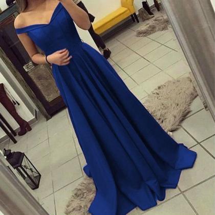 Royal Blue A-line Prom Dresses, Party Gowns, Off..