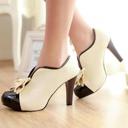 Lovely Teen High Heels With Bow, Cute Shoes, Women..
