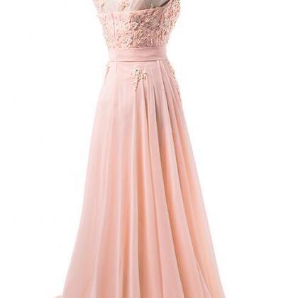 Pink Floor Length Prom Dress 2018, Party Dresses,..