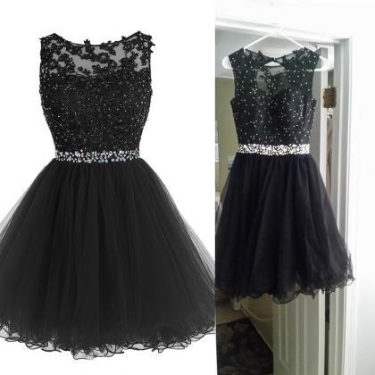Black Short Tulle Homecoming Dresses, Little Black Party Dress, Short ...