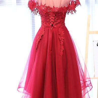 Red Short Sweetheart Tulle Formal Dresses, Red..