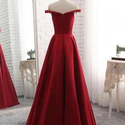 Popular Red Satin A-line Prom Gown, Red Prom Dress..